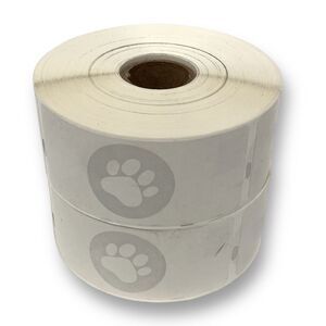 ZEBRA 1.5x3.5 / 1-1/2" x 3.5" Paw Print Thermal Prescription Labels (2) 500 Roll